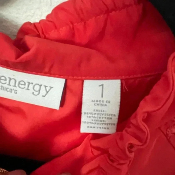 Chico’s orange eyelet zip front 3/4 sleeve windbreaker jacket size Medium - Picture 6 of 7